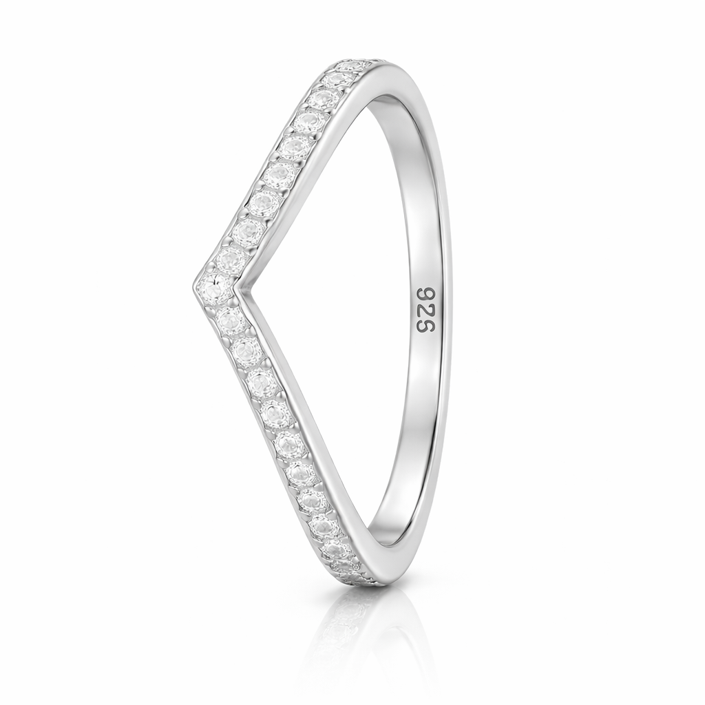 V-formad ring med stenar silver 925 Lamis