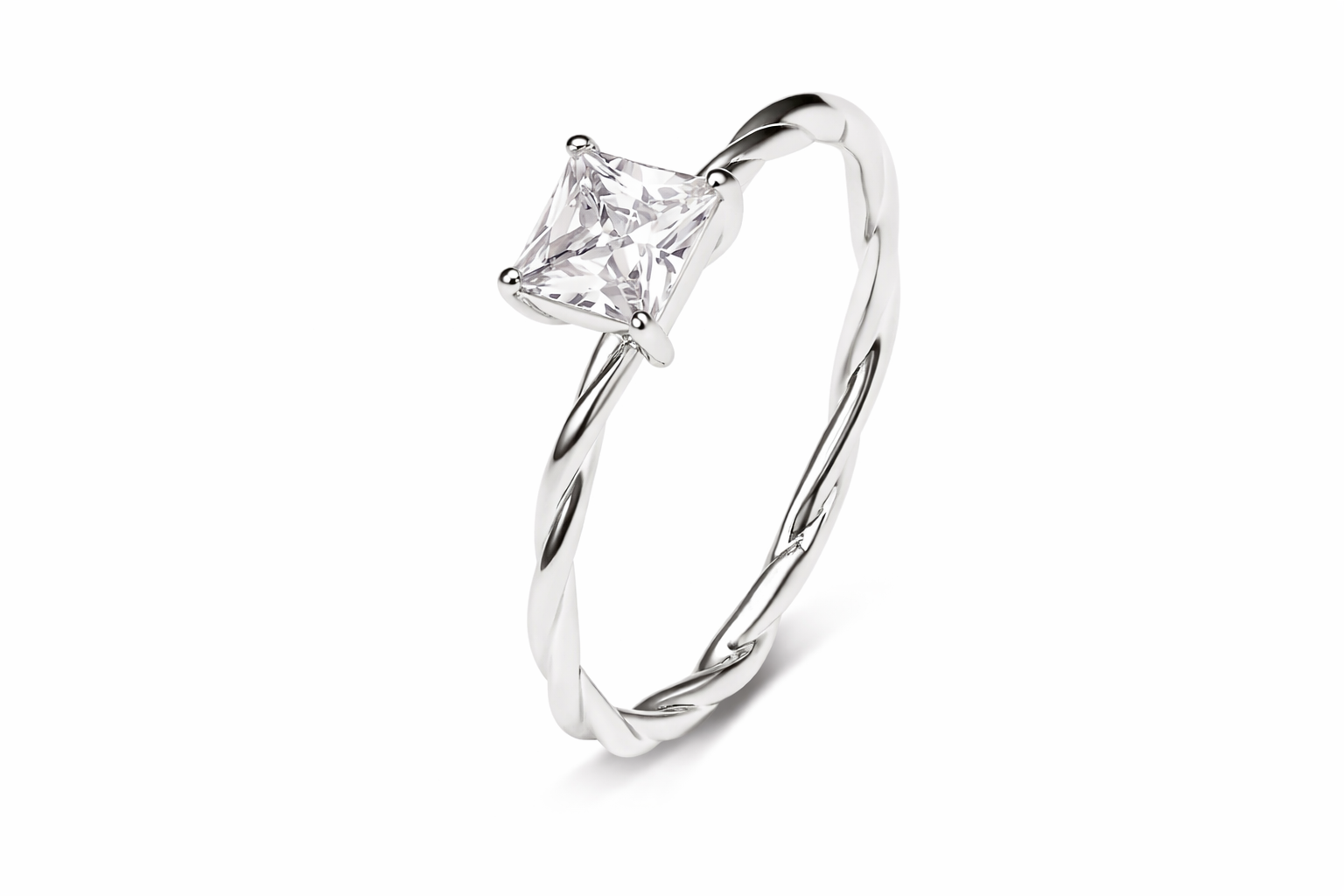 Trendig Geometrisk Ring i Silver med Zirkon