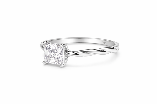Trendig Geometrisk Ring i Silver med Zirkon