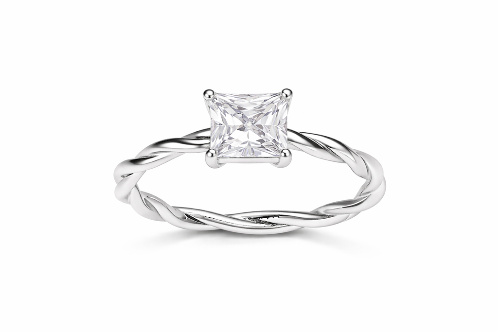 Trendig Geometrisk Ring i Silver med Zirkon