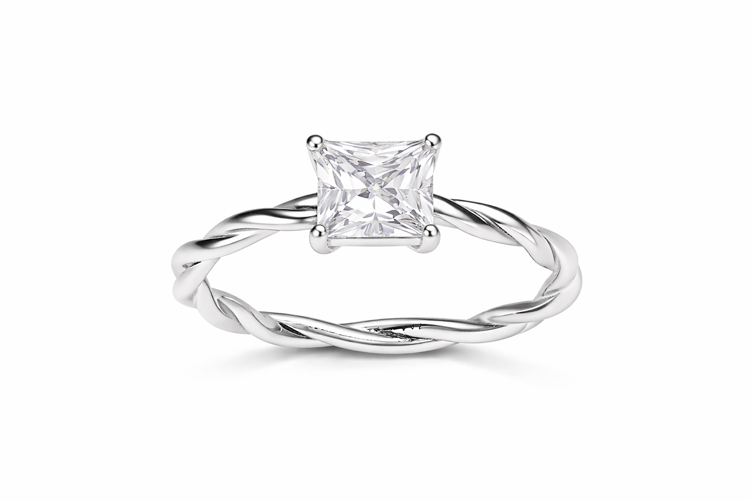 Trendig Geometrisk Ring i Silver med Zirkon