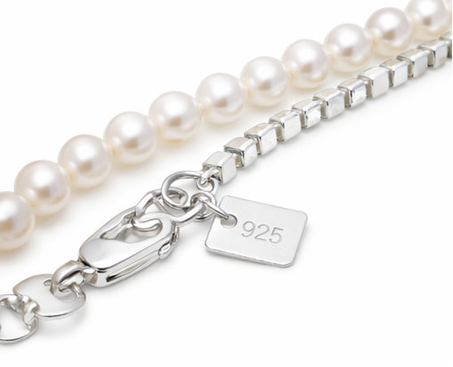 Koreanskt Pärlarmband i 925 Sterling Silver