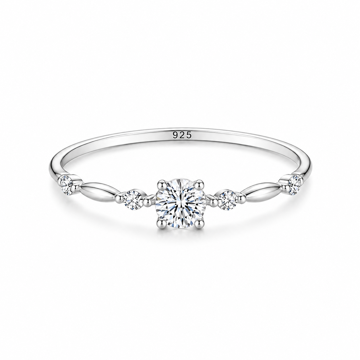 925 Sterling Silver Moissanit-Ring – Hjärtformad