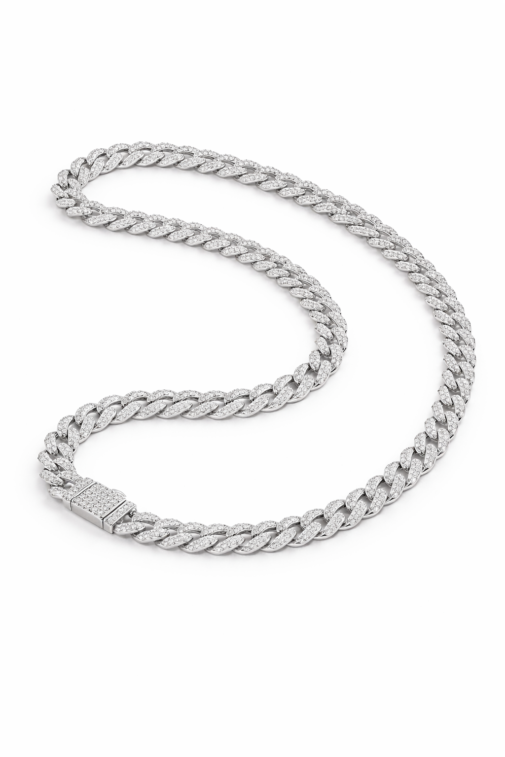 S925 sterlingsilverhalsband med infattade diamanter Lamis