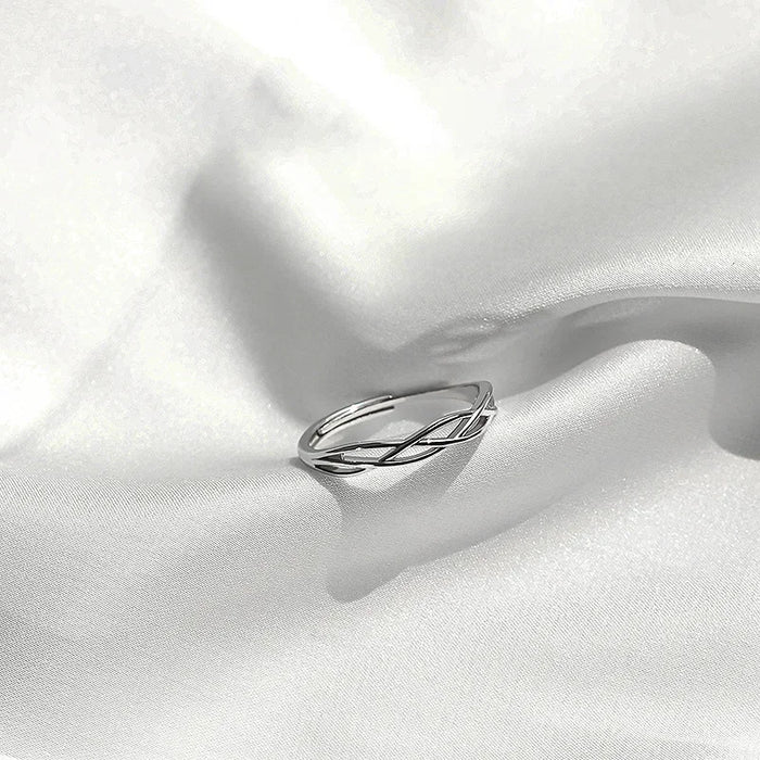 Real 925 Sterling Silver Cross Line Geometric Adjustable Rings for Women Light luxury Fine Jewelry Minimalist Accessories