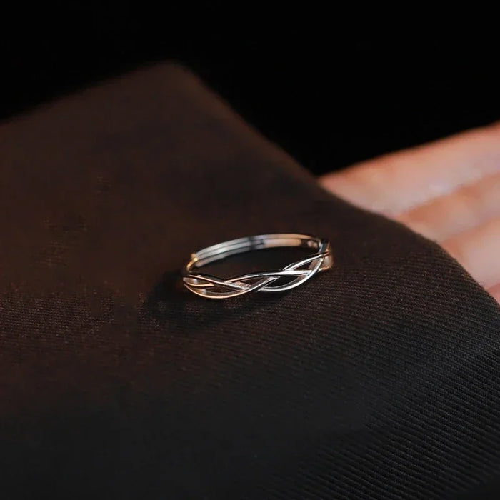 Real 925 Sterling Silver Cross Line Geometric Adjustable Rings for Women Light luxury Fine Jewelry Minimalist Accessories