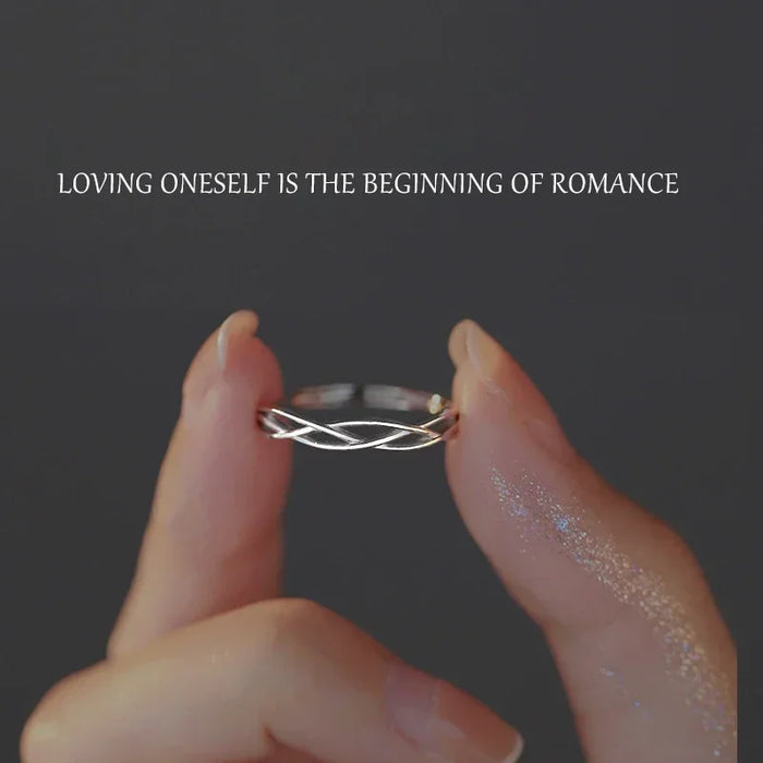 Real 925 Sterling Silver Cross Line Geometric Adjustable Rings for Women Light luxury Fine Jewelry Minimalist Accessories