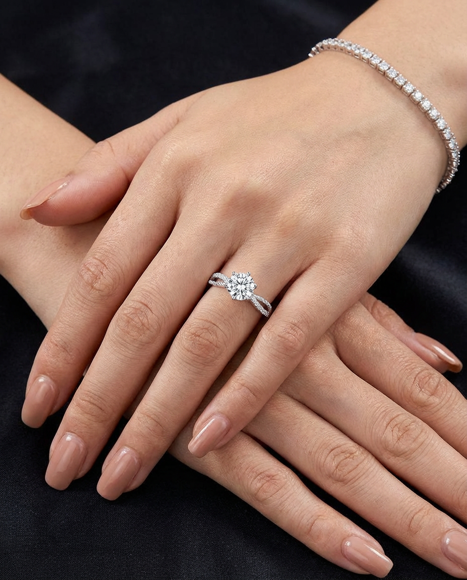 S925 sterlingsilverring med sex klor Lamis