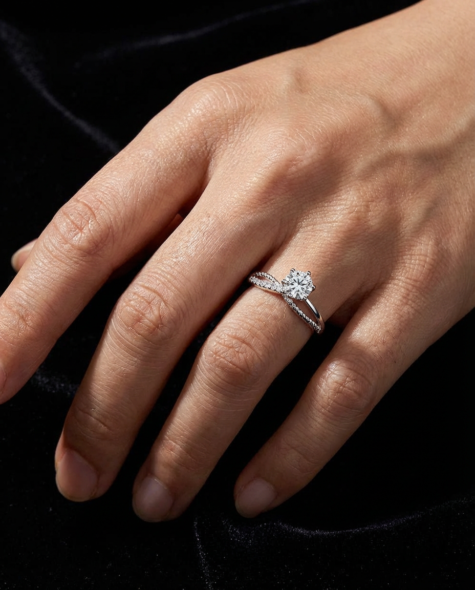 S925 sterlingsilverring med sex klor Lamis